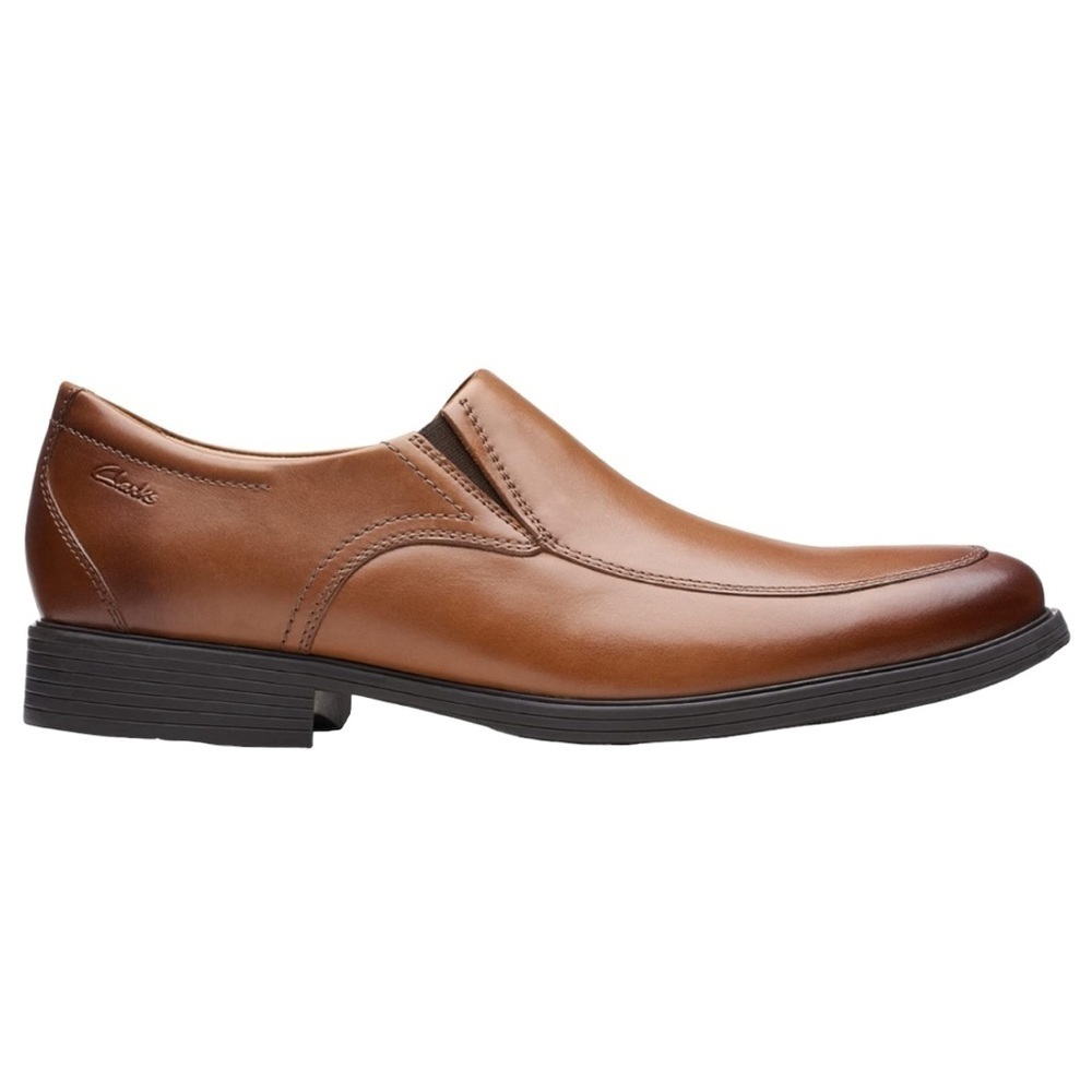 Clarks | Whiddon Step Size 9, Dark Tan Leather Slip On Loafers